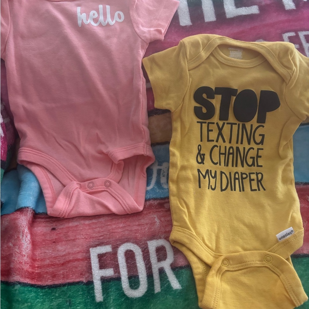 Pink and Yellow Baby Onesies Set